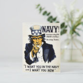 Marineblauw! Oom Sam roept je, ga bij de marine Briefkaart (Staand voorkant)