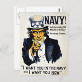 Marineblauw! Oom Sam roept je, ga bij de marine Briefkaart (Voorkant / Achterkant)