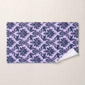 Marineblauw op lavendel floral damask bad handdoek (Handdoek)
