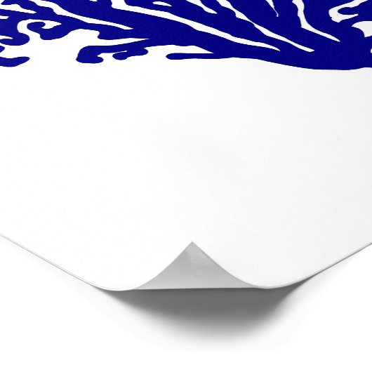 marineblauw op witte kustbodem poster (Hoek)