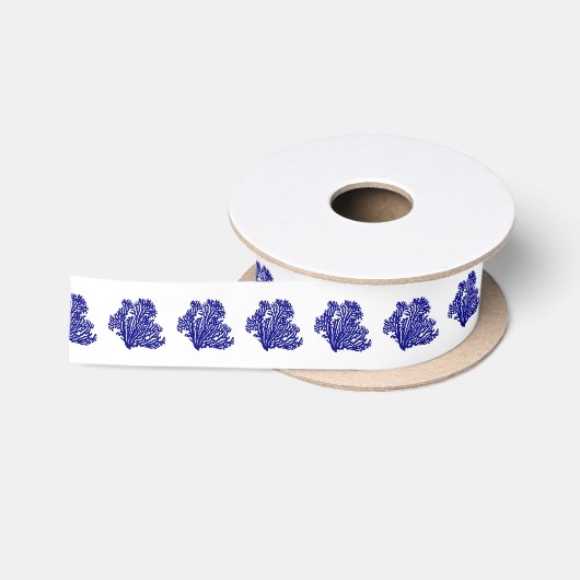 marineblauw op witte kustbodem satijnen lint (Spoel)