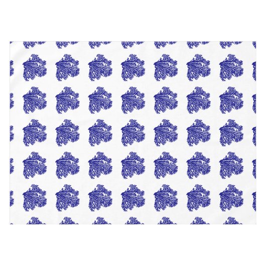 marineblauw op witte kustbodem tafelkleed (Voorkant (Horizontaal))