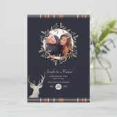 Marineblauw Oranje Rooster Hert FOTO  ELK EVENEMEN Kaart (Staand voorkant)