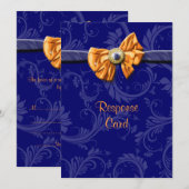 Marineblauw oranje trouw RSVP reactie Kaart (Voorkant / Achterkant)
