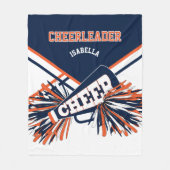 Marineblauw, Oranje & Wit 📣 Cheerleader Fleece Deken (Voorkant)