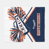 Marineblauw, Oranje & Wit 📣 Cheerleader Fleece Deken (Voorkant (Horizontaal))