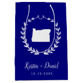 Marineblauw Oregon Kaart Bruiloft Welkom Swag Medium Cadeauzakje (Voorkant)