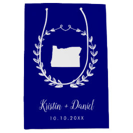 Marineblauw Oregon Kaart Bruiloft Welkom Swag Medium Cadeauzakje