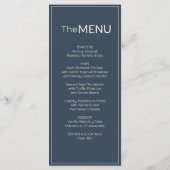 Marineblauw Oud Geld Trouwmenu Bedankbrief Programmakaart (Achterkant)