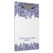 Marineblauw paisley kant witte achtergrond klembord (Rechts)