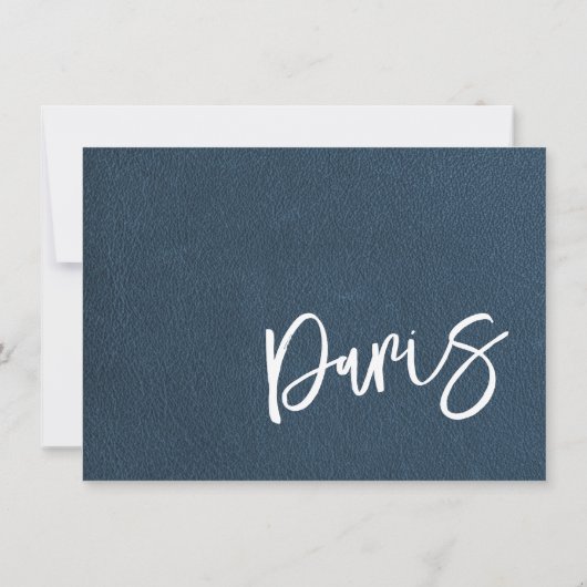 Marineblauw Parijs paspoort Bedankkaart (Achterkant)