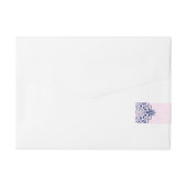 Marineblauw & pastel roze bloemenkant ontwerp adreslabel wikkel (Achterkant)