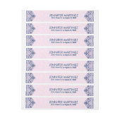 Marineblauw & pastel roze bloemenkant ontwerp adreslabel wikkel (Vel)