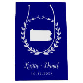 Marineblauw Pennsylvania Kaart Bruiloft Welkom Swa Medium Cadeauzakje (Voorkant)