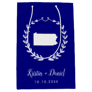Marineblauw Pennsylvania Kaart Bruiloft Welkom Swa Medium Cadeauzakje