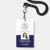 Marineblauw, Personeelsfoto-ID met QR-code, Bedrij Badge (Voorzijde met lanyard)
