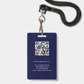 Marineblauw, Personeelsfoto-ID met QR-code, Bedrij Badge (Achterkant met lanyard)