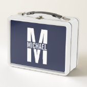 Marineblauw Persoonlijk Monogram en Naam (Voorkant)