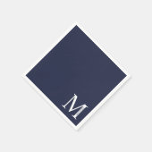 Marineblauw Persoonlijk Monogram en Naam Servet (Hoek)