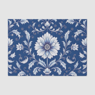 Marineblauw porselein bloemmotief tissuepapier