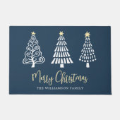 Marineblauw Prettig Kerstmis Script Bomen Vet Aang Deurmat (Voorkant)