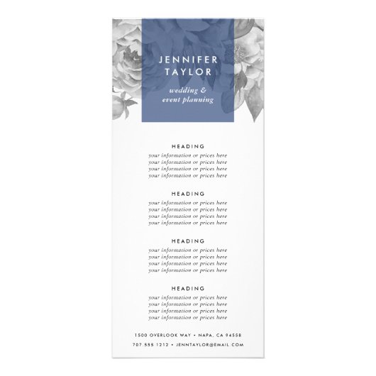 Marineblauw |  prijsstelling voor flora en fauna reclamekaart (Voorkant)