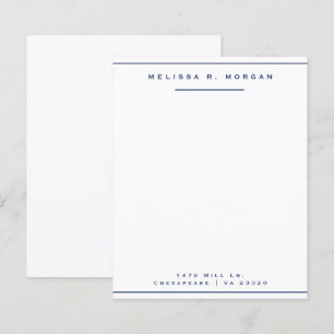 Marineblauw  Professioneel Naam Adres Briefpapier