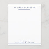 Marineblauw Professioneel Naam Adres Briefpapier (Voorkant)