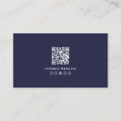 Marineblauw Professionele QR-code Fotologo Visitekaartje (Achterkant)