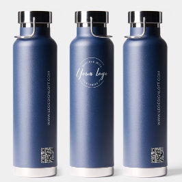 Marineblauw Promotie Aangepaste Logo website QR-co Waterfles