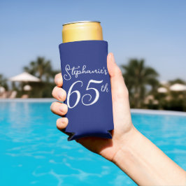 Marineblauw Proost 65 jaar 65e verjaardag Seltzer Blikjeskoeler