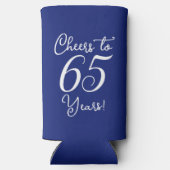 Marineblauw Proost 65 jaar 65e verjaardag Seltzer Blikjeskoeler (Achterkant)