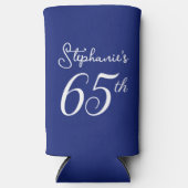 Marineblauw Proost 65 jaar 65e verjaardag Seltzer Blikjeskoeler (Voorkant)