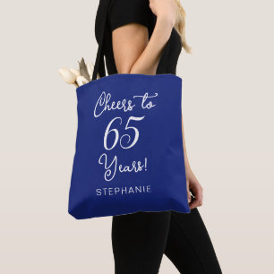 Marineblauw Proost 65 jaar 65e verjaardag Tote Bag