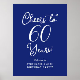 Marineblauw Proost op 60 jaar Verjaardag Welkomstb Poster