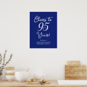 Marineblauw Proost op 95 jaar Verjaardagsfeestbord Poster (Keuken)
