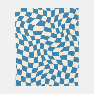 Marineblauw psychedelisch geruit groovy grid patro fleece deken