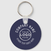 Marineblauw QR-code bedrijfslogo Sleutelhanger (Voorkant)