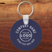 Marineblauw QR-code bedrijfslogo Sleutelhanger (Voorkant)