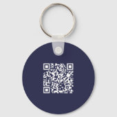 Marineblauw QR-code bedrijfslogo Sleutelhanger (Achterkant)