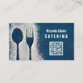 Marineblauw, QR-code, Catering, Chef, Restaurant Visitekaartje (Voorkant)
