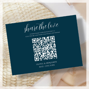 Marineblauw QR Code Delen De Liefde Behuizing Kaar Informatiekaartje
