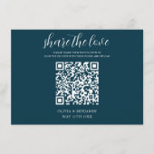 Marineblauw QR Code Delen De Liefde Behuizing Kaar Informatiekaartje (Voorkant)