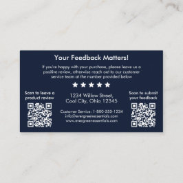 Marineblauw QR Code Feedback Aanvraag Plaats Kaart Visitekaartje
