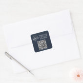 Marineblauw QR Code Smart Contact Vierkante Sticker (Envelop)