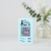 Marineblauw QR Code Trendy Logo 3D Schoonmaak Dien Visitekaartje (Staand voorkant)
