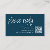 Marineblauw | QR-code | Trouw-RSVP Informatiekaartje (Voorkant)