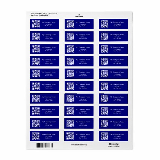 Marineblauw QR code zakelijk retouradres Etiket (Full Sheet)