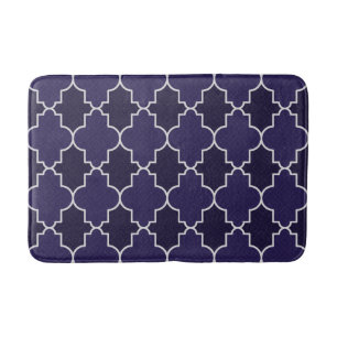 Marineblauw Quatrefoil Geometrisch Patroon Badmat