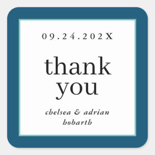 Marineblauw Rand Eenvoudige bruiloft gunst Vierkante Sticker